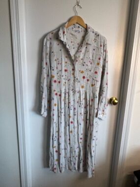 Serengeti NWOT Lightest Blue Floral Button-Up Maxi Dress XL boho prairie modest